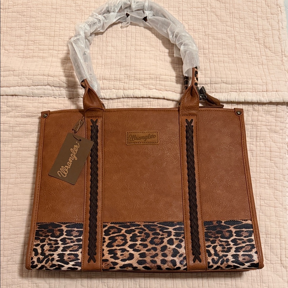 Wrangler Tan and Leopard Women's Tote